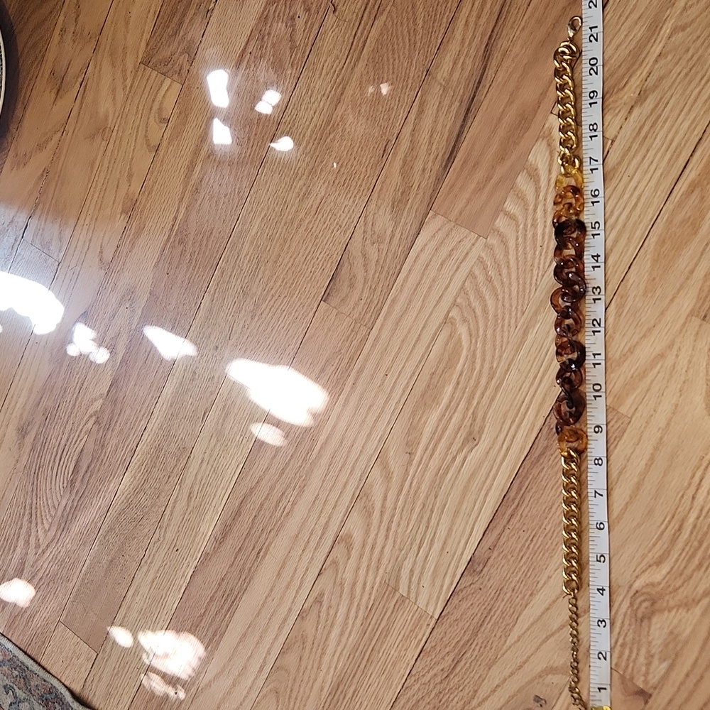 Tortoiseshell Gold Chain Necklace Adjustable Length Chunky - Picture 5 of 10